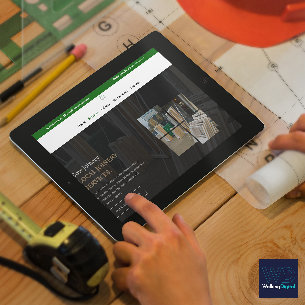 Bow Joinery website on a tablet device