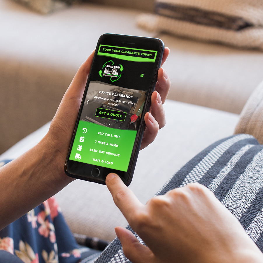 Waste Away Essex website on a mobile device
