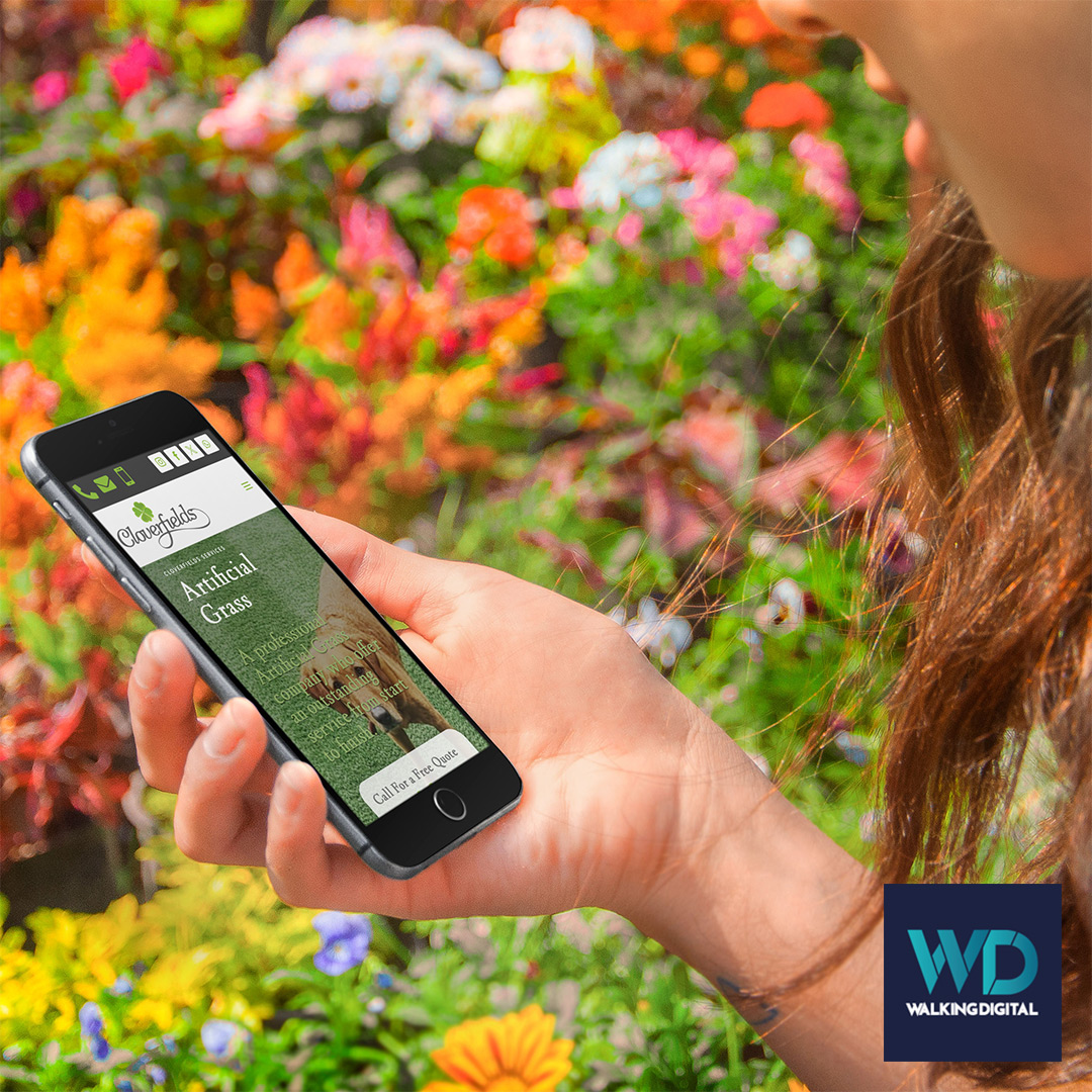 Cloverfields Gardening Website on a mobile device