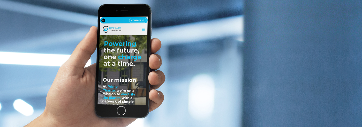 Prime Charge website on a mobile
